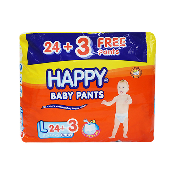Happy Baby Pants Disposable Baby Diapers Large 24's + 3 pants