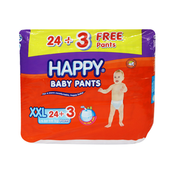 Happy Baby Pants Disposable Baby Diapers XXL 24's + 3 Pants
