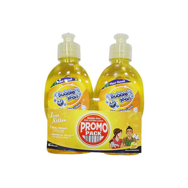 Promo Pack Bubble Man Dishwashing Liquid Lemon 270ml × 10pks