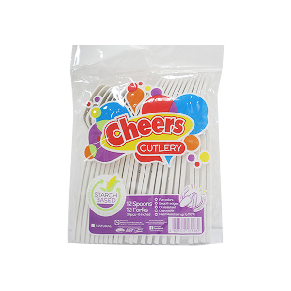 Cheers Starch Based Cutlery Natural White 20 x 24 x 6's