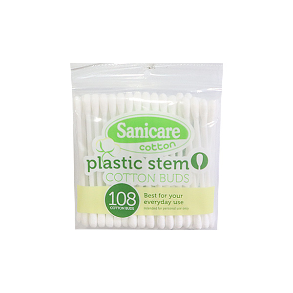 Sanicare Plastic Stem Cotton Buds 108s