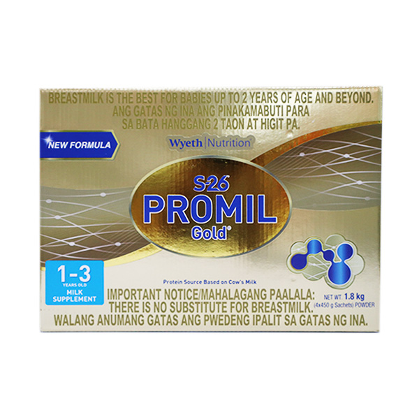 Wyeth S-26 Promil Gold For 1-3 Years Old Milk Supplement 1.8kg