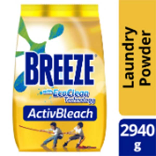 Breeze Laundry Powder Detergent Activbleach Ecoclean Technology 2940g Pouch