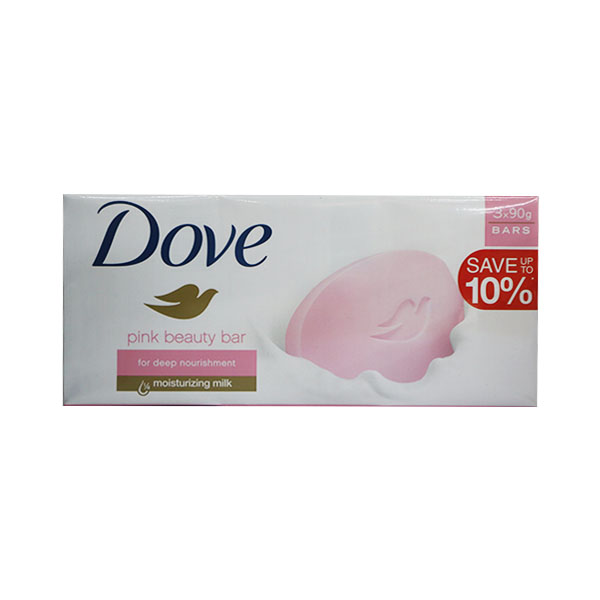 Dove Pink Beauty Bar with 1/4 Moisturizing Cream 3 x 90g
