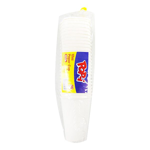 Pop-I Paper Cup 12Oz White 40x25s Pop-I Paper Cup 12oz White 40x25s