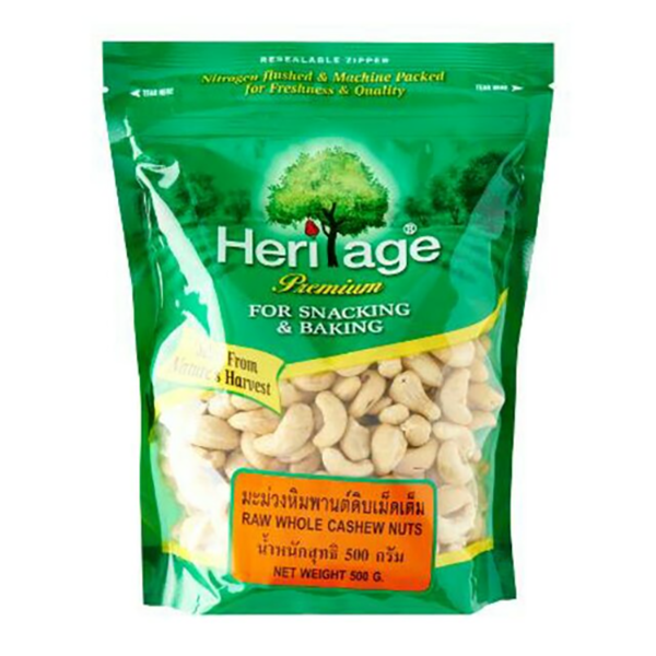 Heritage Raw Whole Cashew Nuts 500g