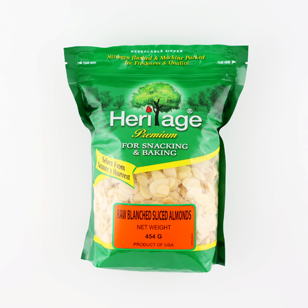 Heritage Raw Blanched Sliced Almonds 454g