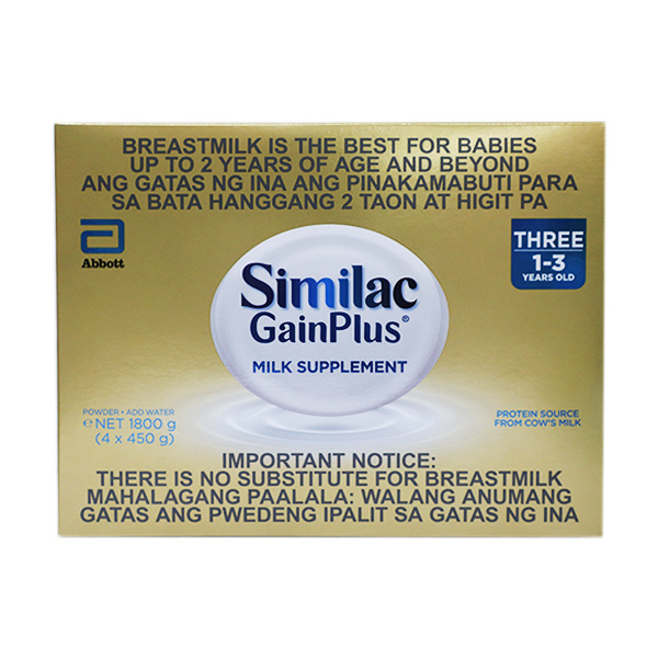 Abbott Similac Gain Plus Milk Supplement 1-3 Years Old 1800g