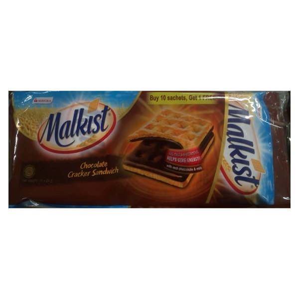 Mayora Malkist Chocolate Cracker Sandwich 24g x 10