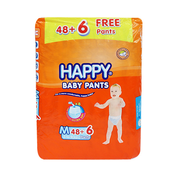 Happy Baby Pants Disposable Baby Diapers Medium 48's + 6 pants