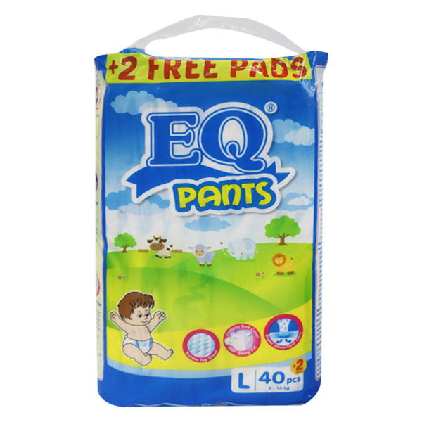 EQ Pants Disposable Baby Diapers Large 40's + 2 pads