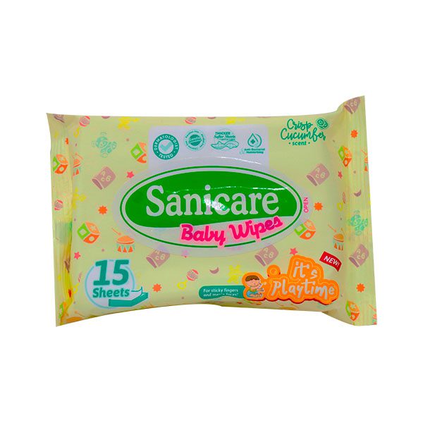Sanicare Playtime Wipes 40/15's Crisp Cucumber Scent