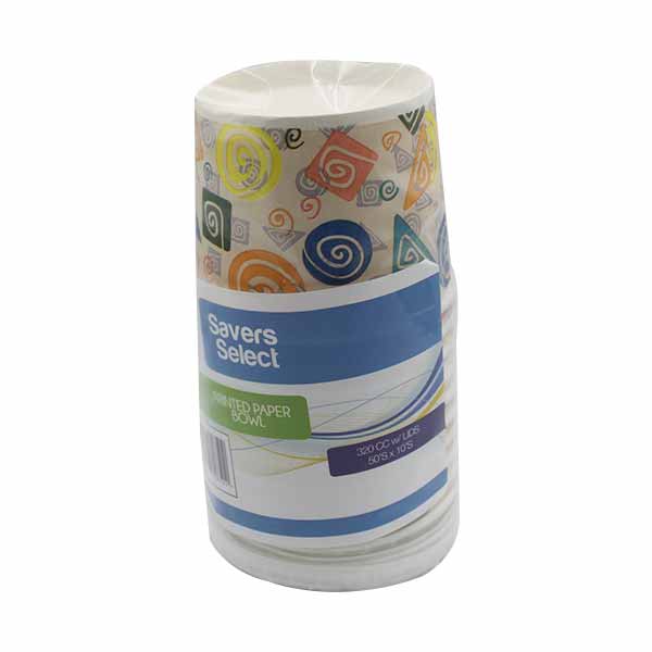 Savers Select Paper Bowl 320Cc With Lids 10Pcs