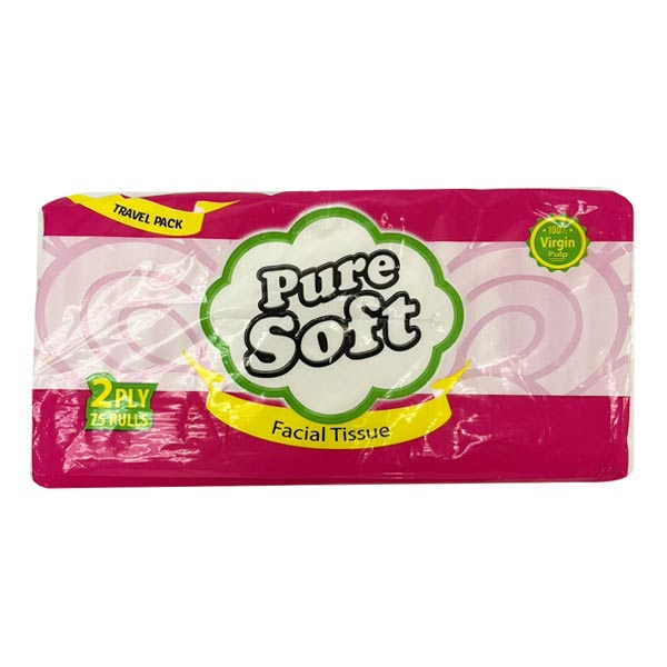 Puresoft Facial Tissue Virigin Pulp Travel Pack 72/75 2 Ply
