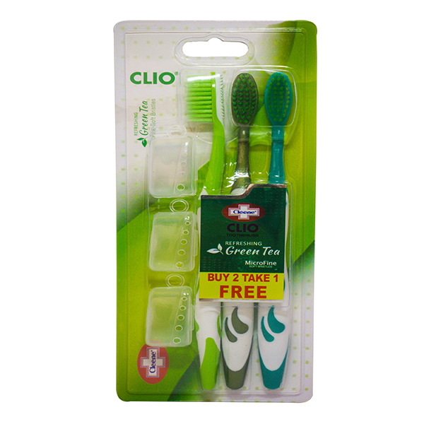 Cleene Clio Toothbrush Refresh Greentea 2 Plus 1