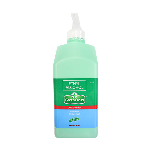 Green Cross Ethyl Alcohol Hypoallergenic With Moisturizer 70% Solution 500mL