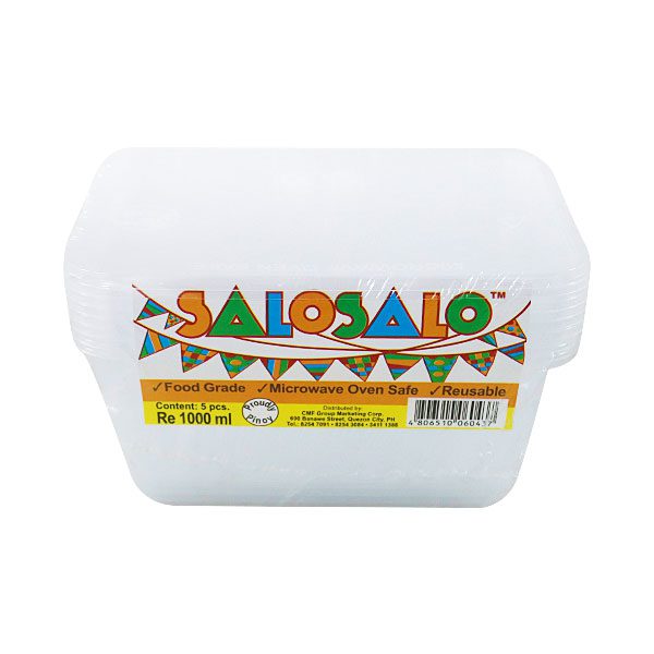 Salo Salo Rectangular Microwavable Container 1000mlx5
