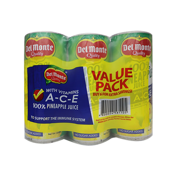 Del Monte 100% Pineapple Juice with Vitamins A-C-E 240ml