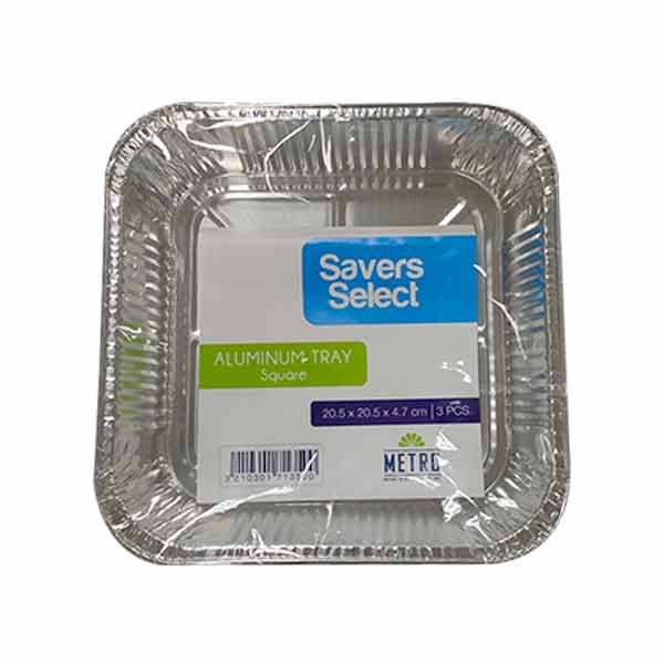 Savers Select Aluminum Tray Square G2067 (20.5x20.5x4.7cm) 3pcs
