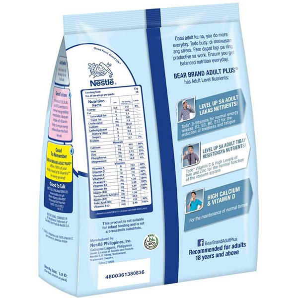 Alternative view of Nestle Bear Brand Adult Plus Powdered Milk Drink 600g