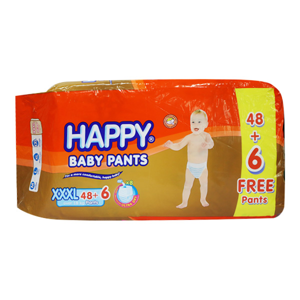 Happy Baby Pants Disposable Baby Diapers XXXL 48's + 6 pants