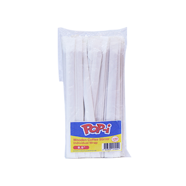Wooden Coffee Stirrer 8.5" Individually Wrapped 100pcs