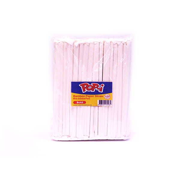 Bamboo Paper Straw White Individually Wrapped 100pcs