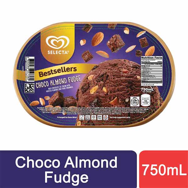 Selecta Supreme Choco Almond Fudge Ice Cream 750ml