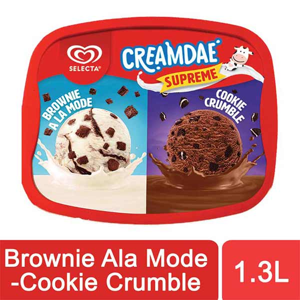 Selecta Ice Cream Creamdae 2in1 Brownie Ala Mode-Cookie Crumble 1.3L