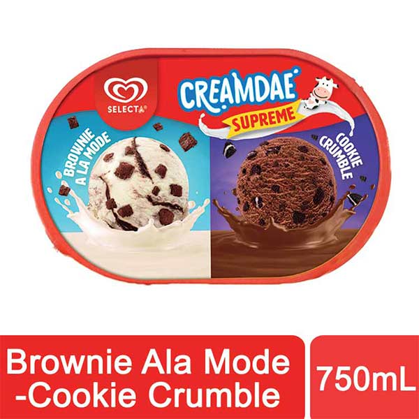 Selecta Ice Cream Creamdae 2in1 Brownie Ala Mode-Cookie Crumble 750ml