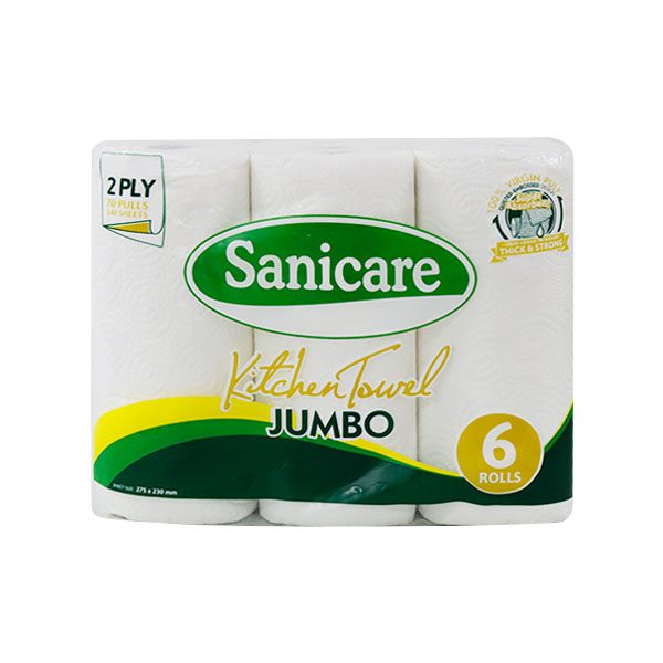 Sanicare Jumbo Kitchen Towels 6 Rolls x 4's