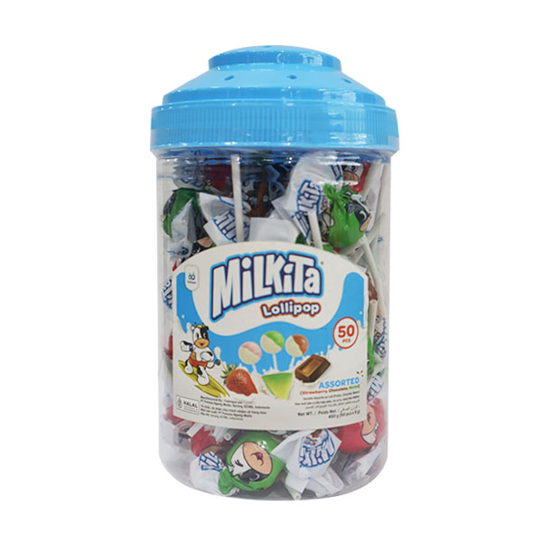 Milkita Lollipop Assorted Flavor Jar 6 x 50s