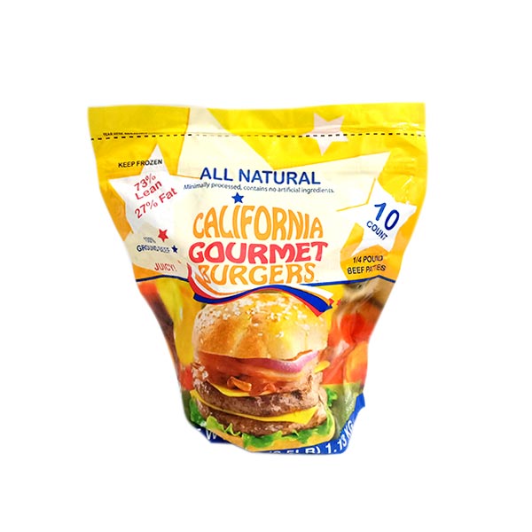 California Gourmet Burgers 73/27 Net Wt. 2.5 Lb
