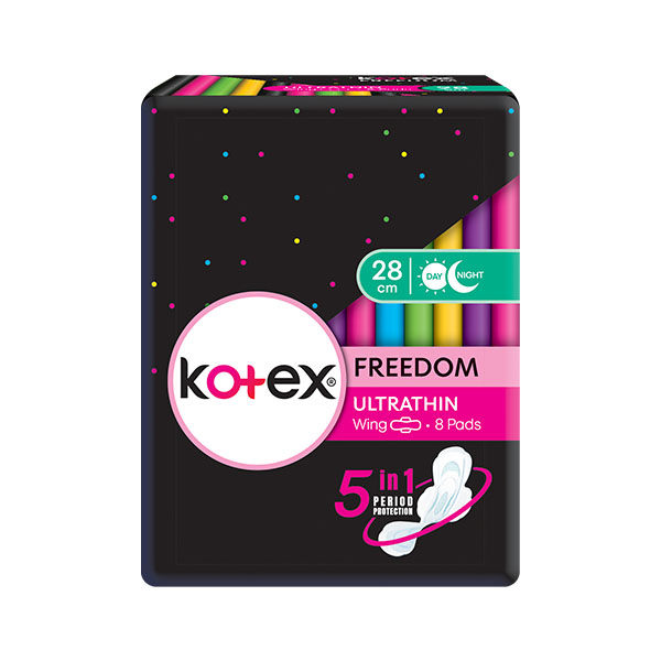 Kotex Freedom Ultra Thin 5 in 1 Period Protection with Wings