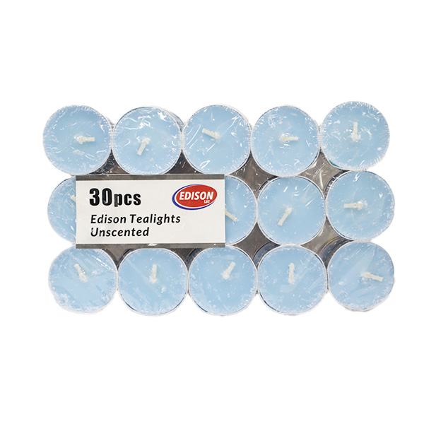 Edison Tealights Unscented Candles White/Blue 30s