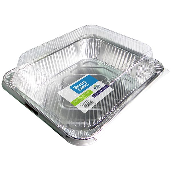 Savers Select Catering Pan Medium with Plastic Cover 33.5x24.5x6cm