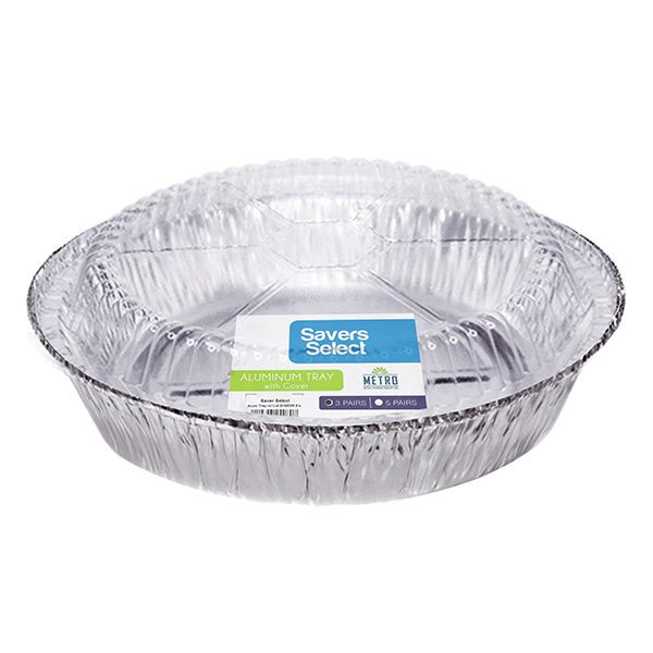Savers Select Aluminum Trays with Plastic Cover Round Pie Pan G1853R (18.5x4.3cm) 5?s