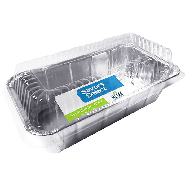 Savers Select Aluminum Trays with Plastic Cover Rectangular Med Loaf Pan G2165 (21.5x11.5x6.5cm) 3?s