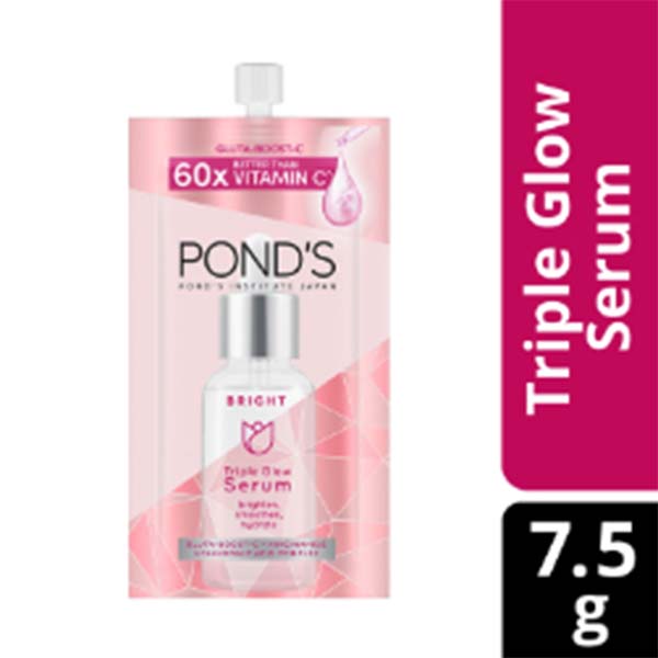 Pond's Bright Triple Glow Facial Serum With Gluta Boost And Niacinamide For Dewy Hydrated Skin 7.5g