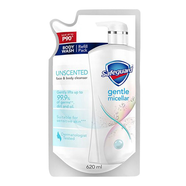 Safeguard Gentle Micellar Bodywash Unscented 620ml Refill
