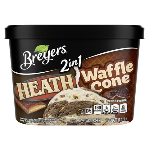 Breyers 2 in 1 Heath Waffle Cone Ice Cream 48oz