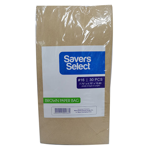 Savers Select Brown Kraft Paper Bag No.16 30's