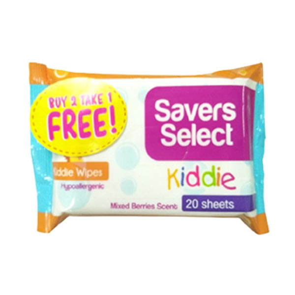 Saver Select Kiddie Wipes 20s Mixed Berries 2 Plus 1