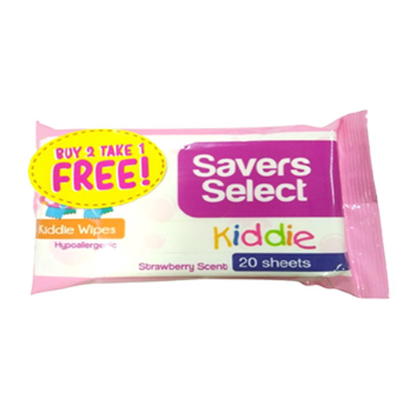Saver Select Kiddie Wipes 20s Strawberry 2 Plus 1