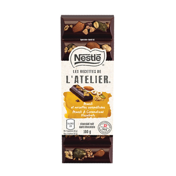 Nestle L'Atelier Dark Chocolate With Hazelnuts 170g