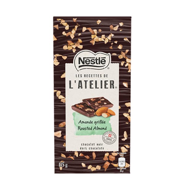 Nestle L'Atelier Dark Chocolate With Almonds 170g