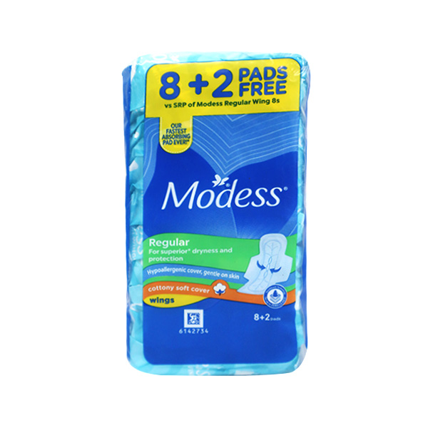 Modess Regular with Wings 8 Plus 2 Pads Free