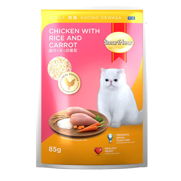 SmartHeart Adult Chicken with Rice and Carrot Wet Cat Food 85g