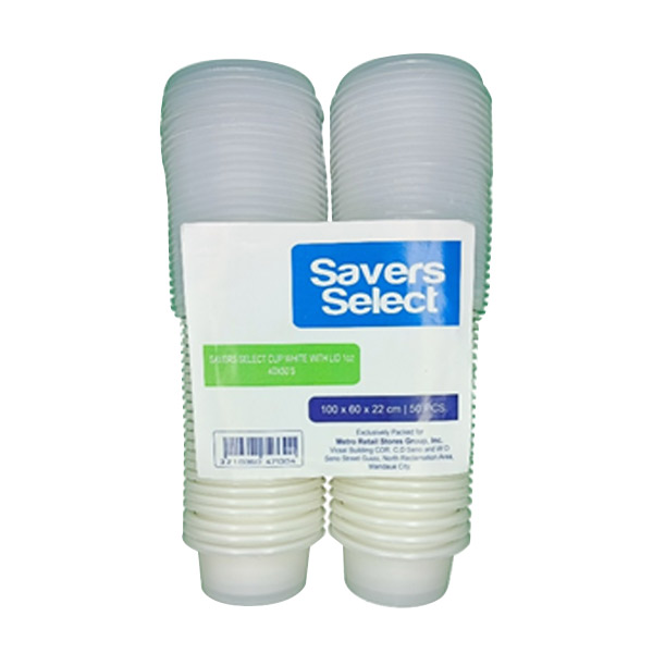 SAVERS SELECT CUP WHITE WITH LID 1oz 40x50'S