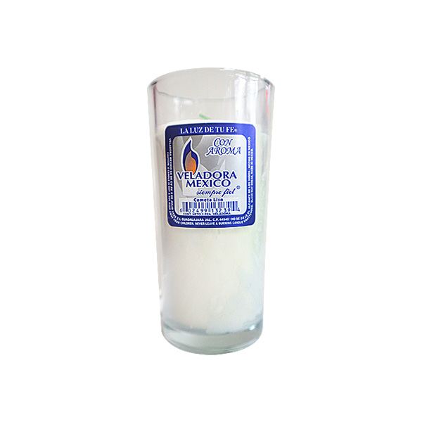 Candle Religious Comet Glass White Candle 5.5 Inch